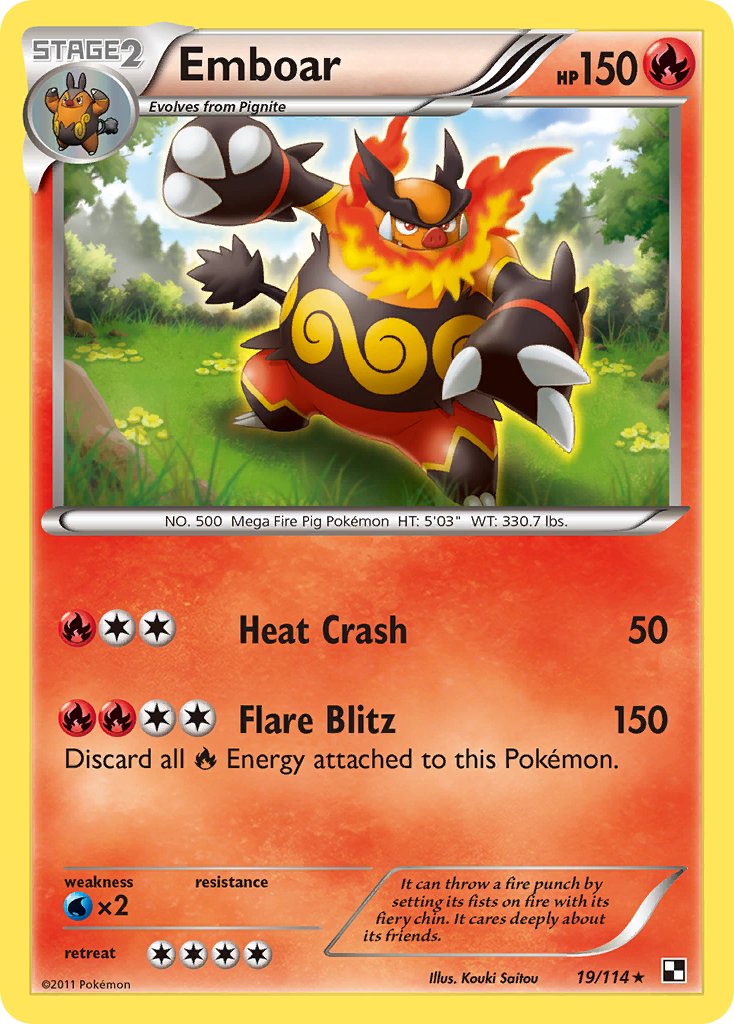 Emboar (19/114) (Cracked Ice Holo) (Theme Deck Exclusive) [Black & White: Base Set] | Arkham Games and Comics