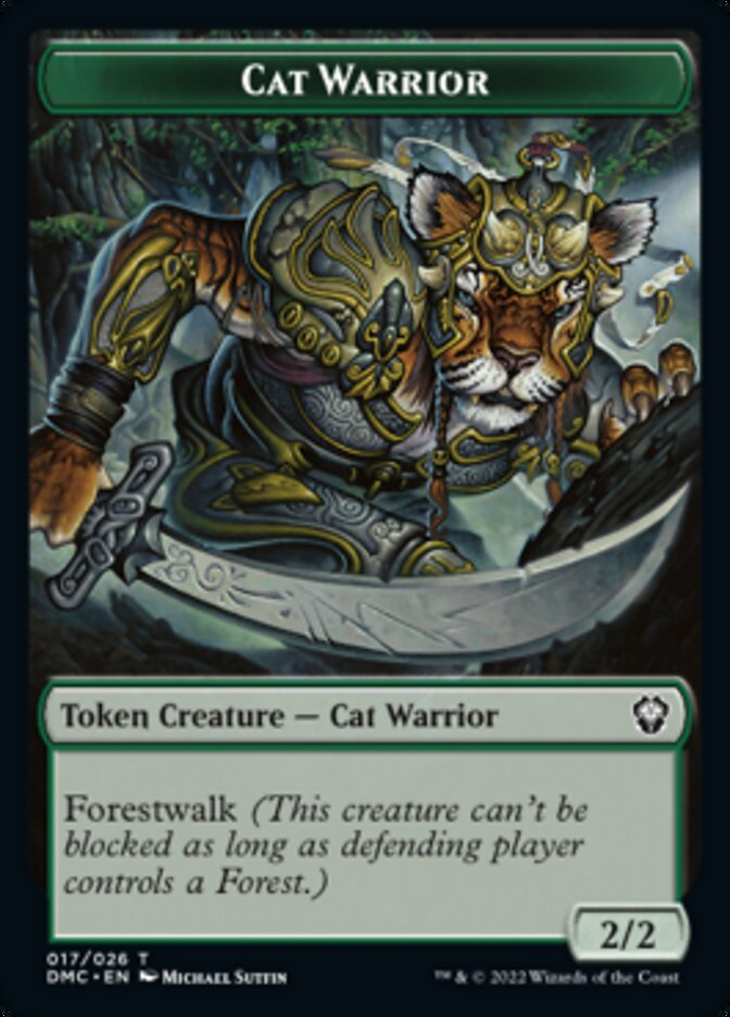 Saproling // Cat Warrior Double-sided Token [Dominaria United Tokens] | Arkham Games and Comics