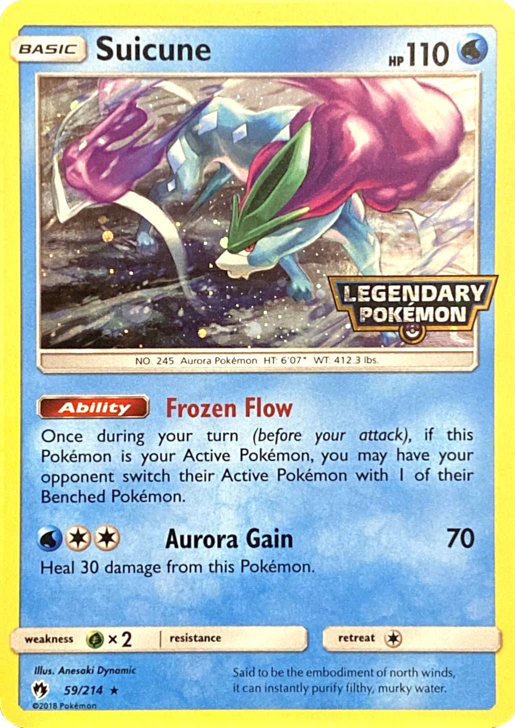 Suicune (59/214) (Legendary Pokemon Stamped) [Sun & Moon: Lost Thunder] | Arkham Games and Comics