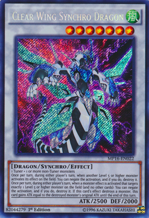 Clear Wing Synchro Dragon [MP16-EN022] Secret Rare | Arkham Games and Comics