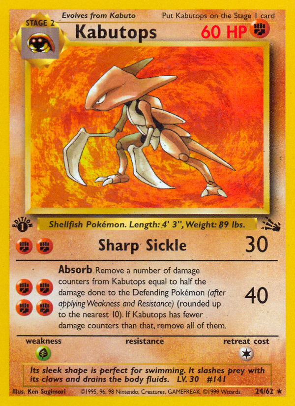 Kabutops (24/62) [Fossil 1st Edition] | Arkham Games and Comics