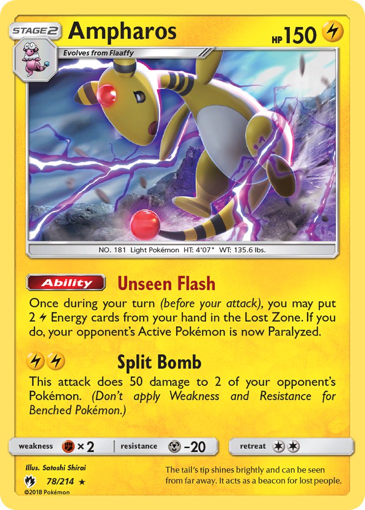 Ampharos (78/214) (Theme Deck Exclusive) [Sun & Moon: Lost Thunder] | Arkham Games and Comics