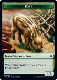 Boar // Food (15) Double-sided Token [Throne of Eldraine Tokens] | Arkham Games and Comics