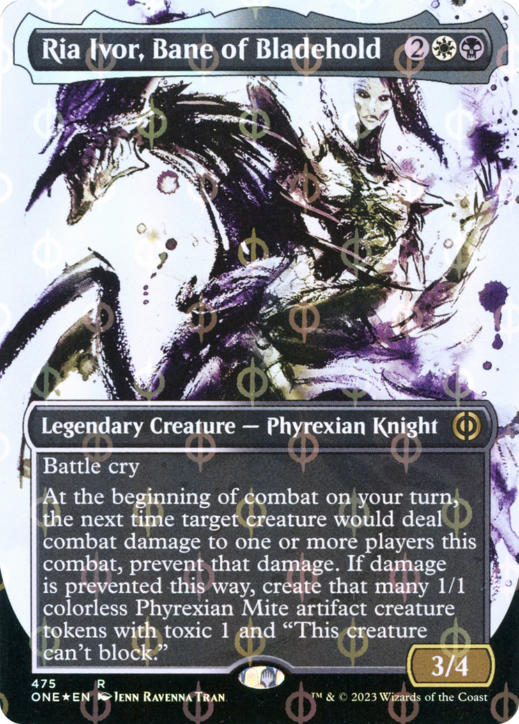 Ria Ivor, Bane of Bladehold (Borderless Ichor Step-and-Compleat Foil) [Phyrexia: All Will Be One] | Arkham Games and Comics