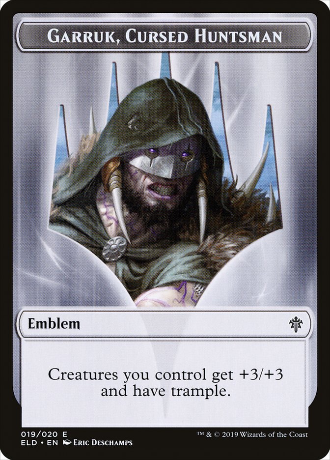 Garruk, Cursed Huntsman Emblem [Throne of Eldraine Tokens] | Arkham Games and Comics