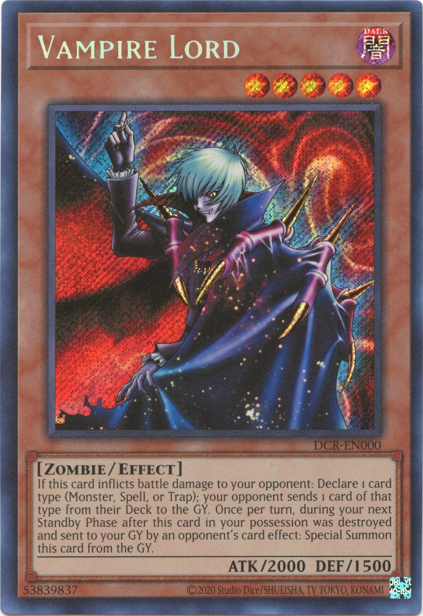 Vampire Lord (25th Anniversary) [DCR-EN000] Secret Rare | Arkham Games and Comics