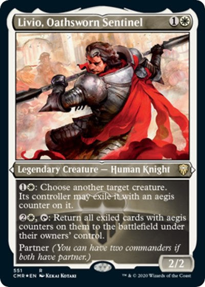 Livio, Oathsworn Sentinel (Foil Etched) [Commander Legends] | Arkham Games and Comics