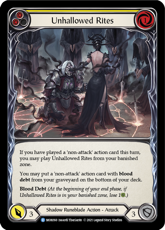 Unhallowed Rites (Yellow) [MON160-RF] (Monarch)  1st Edition Rainbow Foil | Arkham Games and Comics