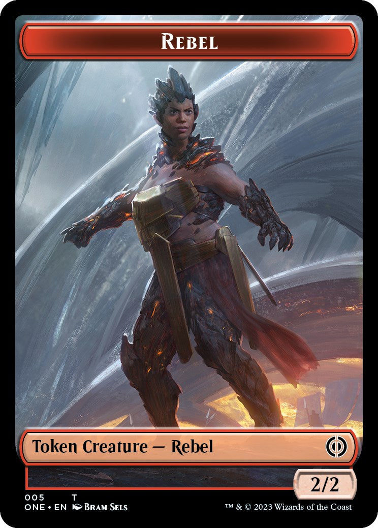 Rebel // Goblin Double-Sided Token [Phyrexia: All Will Be One Commander Tokens] | Arkham Games and Comics