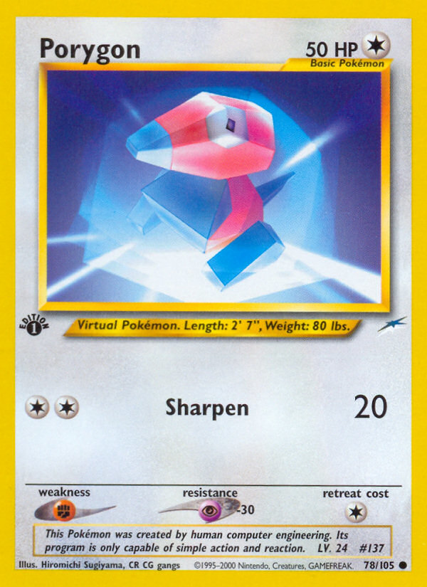 Porygon (78/105) [Neo Destiny 1st Edition] | Arkham Games and Comics