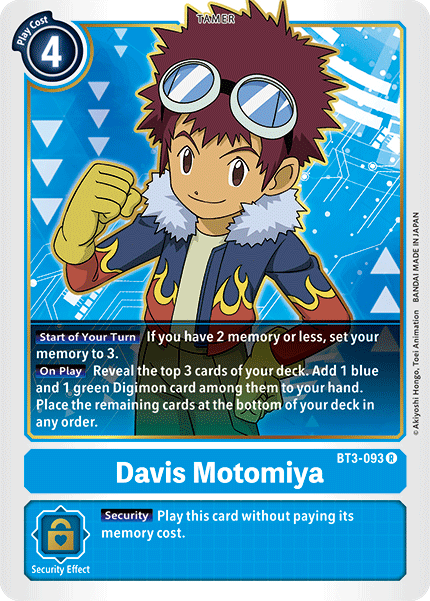 Davis Motomiya [BT3-093] [Release Special Booster Ver.1.5] | Arkham Games and Comics