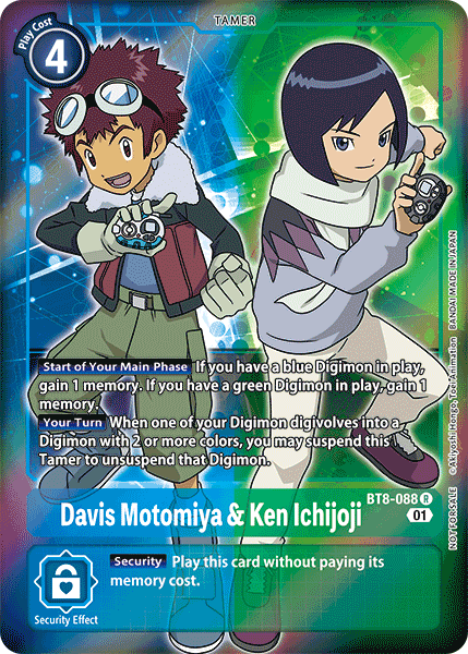 Davis Motomiya & Ken Ichijoji [BT8-088] (Alternative Art - Box Topper) [New Awakening] | Arkham Games and Comics