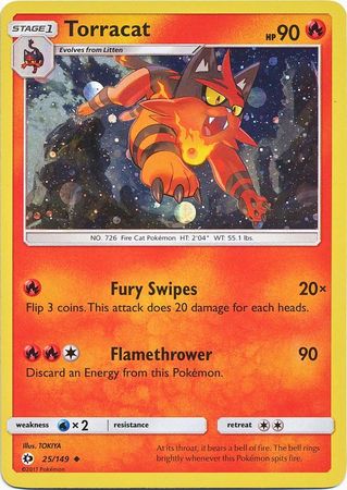 Torracat (25/149) (Cosmos Holo) [Sun & Moon: Base Set] | Arkham Games and Comics