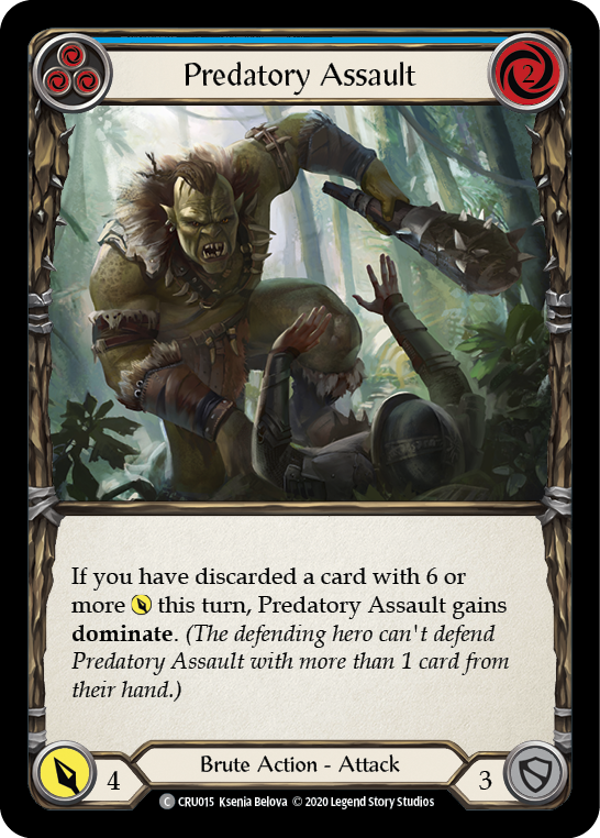 Predatory Assault (Blue) [CRU015] (Crucible of War)  1st Edition Normal | Arkham Games and Comics