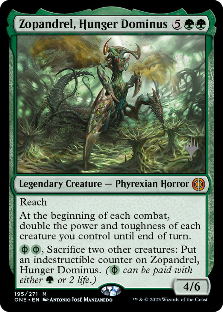Zopandrel, Hunger Dominus (Promo Pack) [Phyrexia: All Will Be One Promos] | Arkham Games and Comics