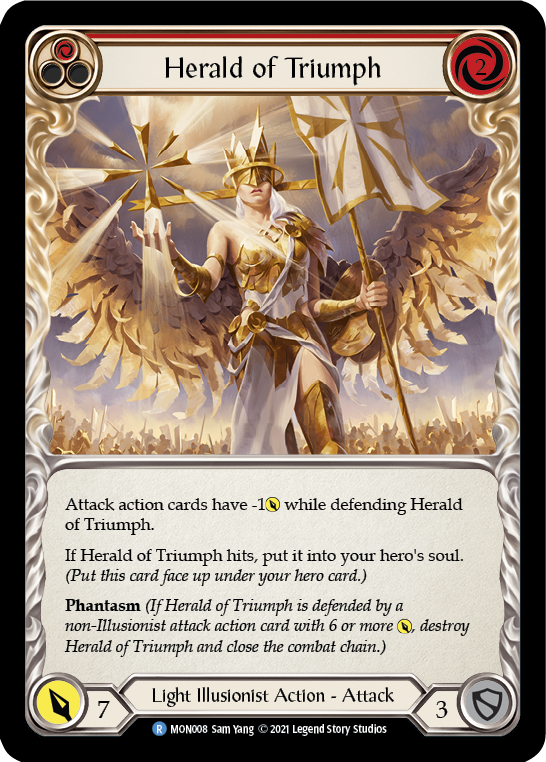 Herald of Triumph (Red) [MON008-RF] (Monarch)  1st Edition Rainbow Foil | Arkham Games and Comics