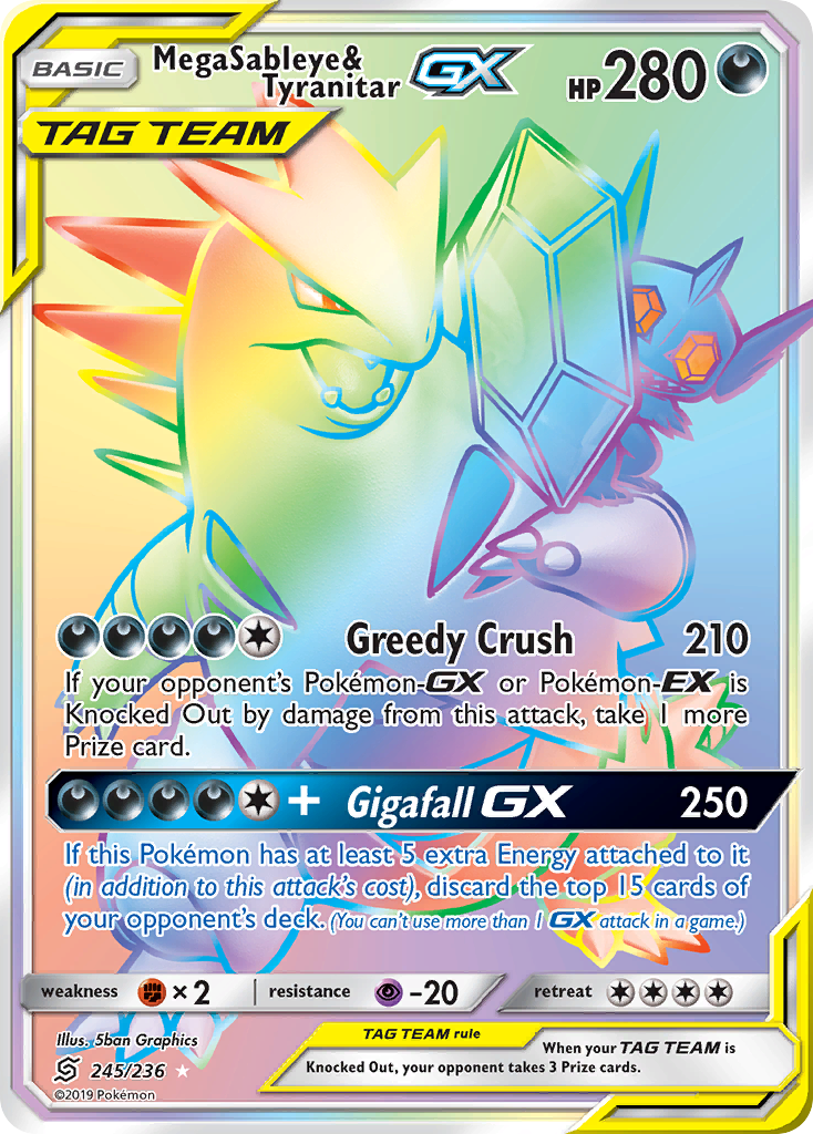 Mega Sableye & Tyranitar GX (245/236) [Sun & Moon: Unified Minds] | Arkham Games and Comics