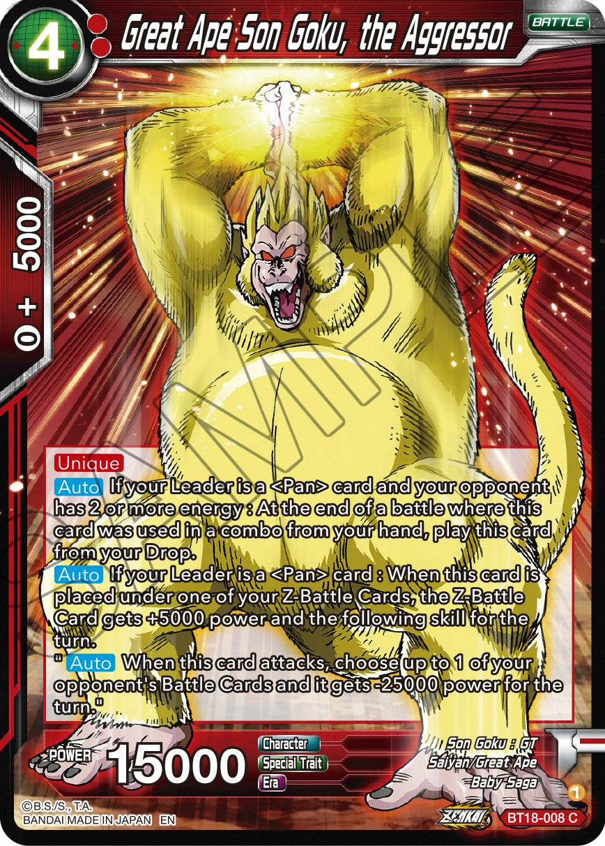 Great Ape Son Goku, the Aggressor (BT18-008) [Dawn of the Z-Legends] | Arkham Games and Comics