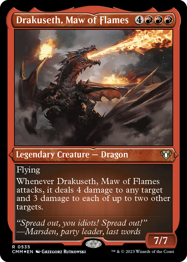 Drakuseth, Maw of Flames (Foil Etched) [Commander Masters] | Arkham Games and Comics