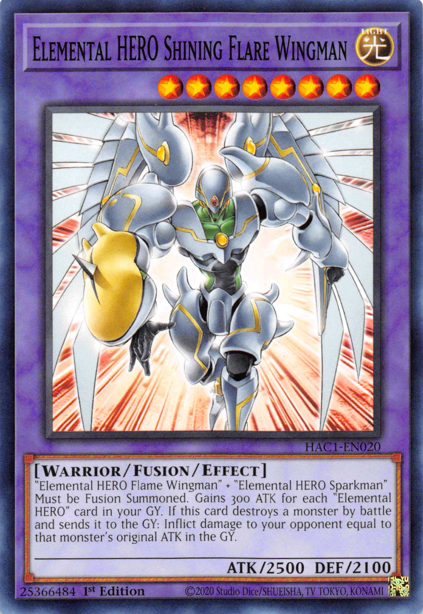 Elemental HERO Shining Flare Wingman (Duel Terminal) [HAC1-EN020] Parallel Rare | Arkham Games and Comics