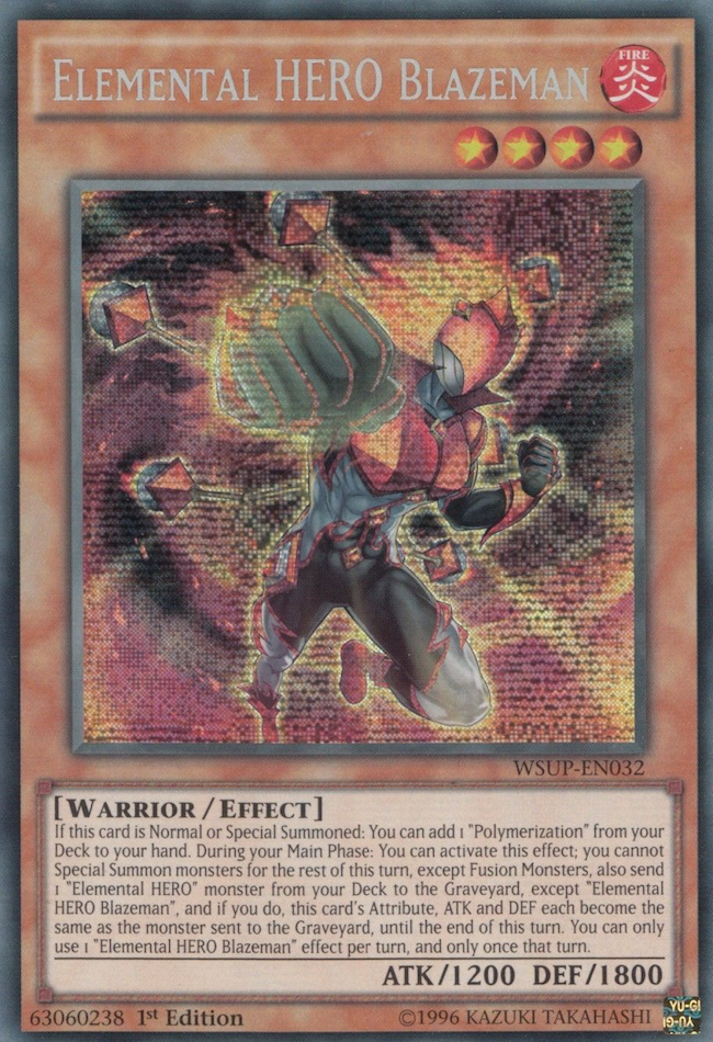 Elemental HERO Blazeman [WSUP-EN032] Secret Rare | Arkham Games and Comics