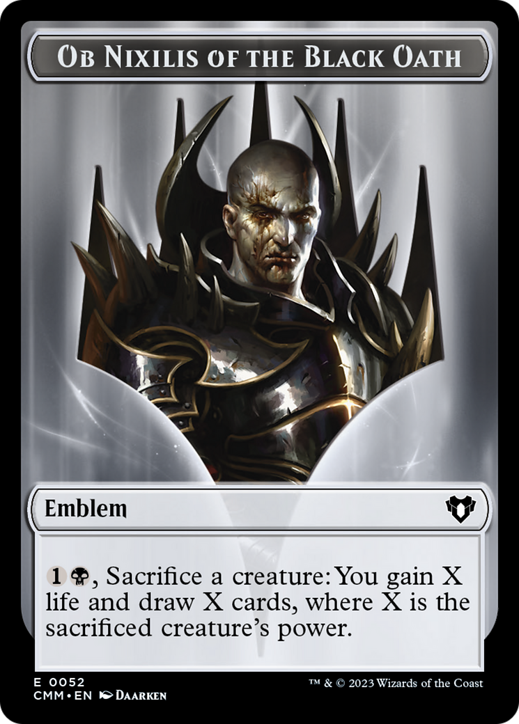 Clue // Ob Nixilis of the Black Oath Emblem Double-Sided Token [Commander Masters Tokens] | Arkham Games and Comics