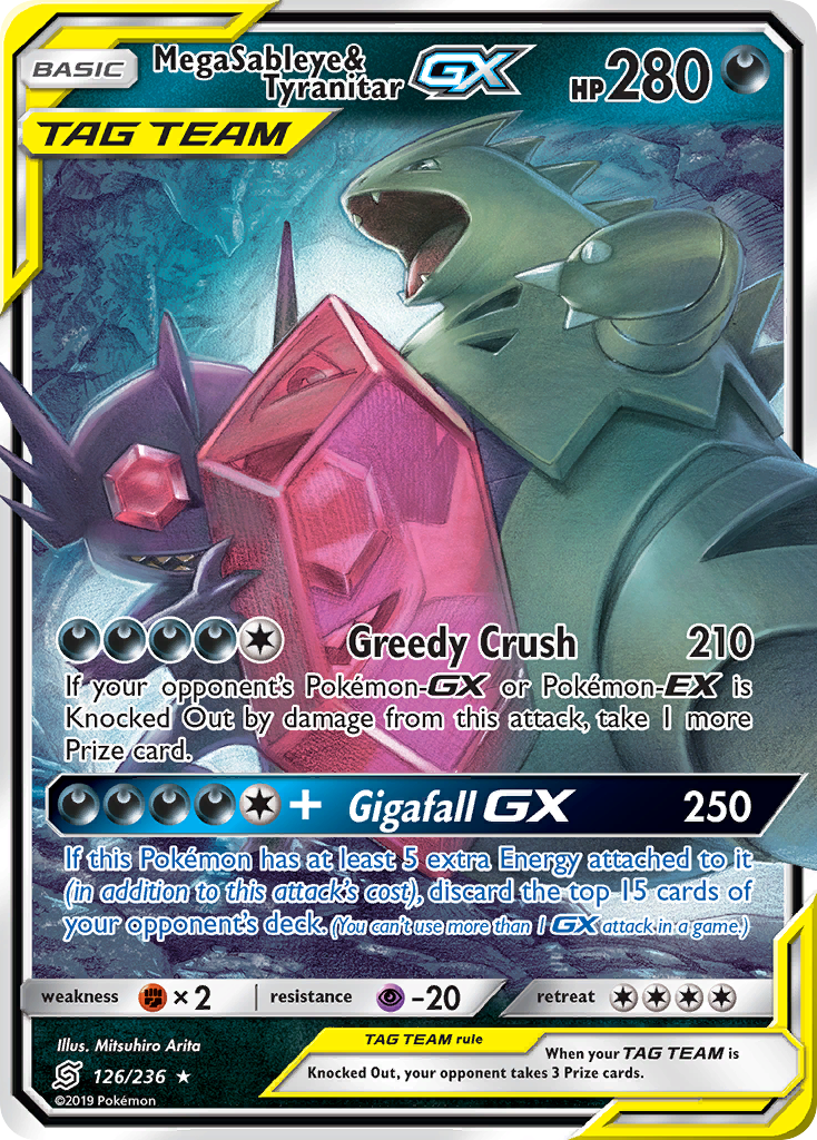 Mega Sableye & Tyranitar GX (126/236) [Sun & Moon: Unified Minds] | Arkham Games and Comics