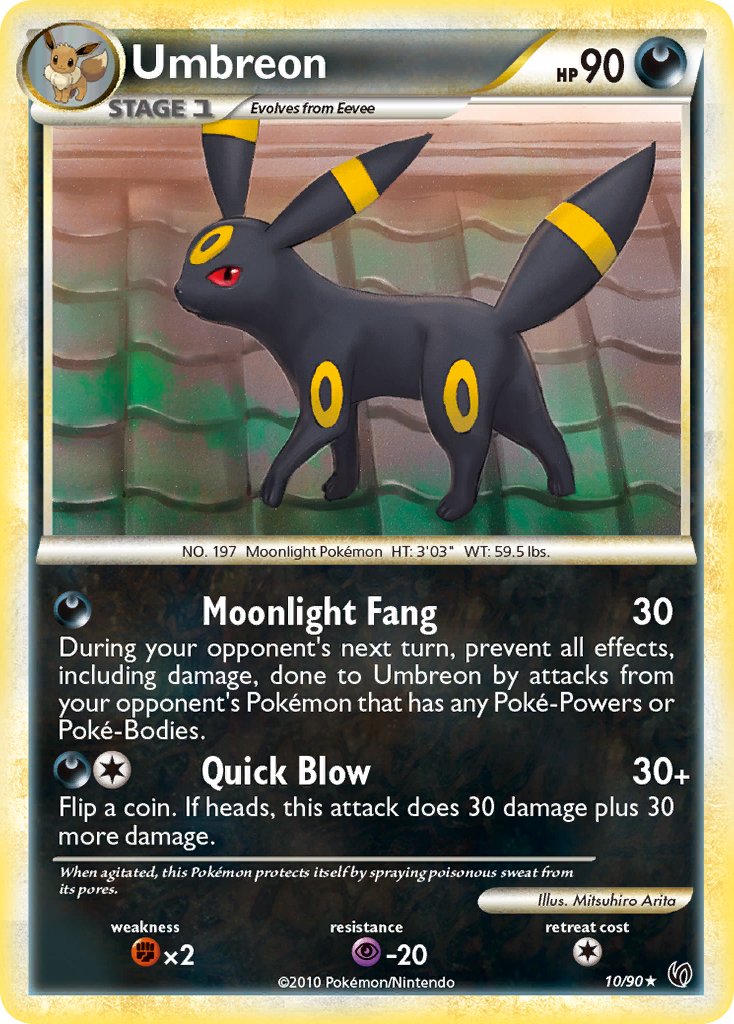 Umbreon (10/90) (Cracked Ice Holo) (Theme Deck Exclusive) [HeartGold & SoulSilver: Undaunted] | Arkham Games and Comics