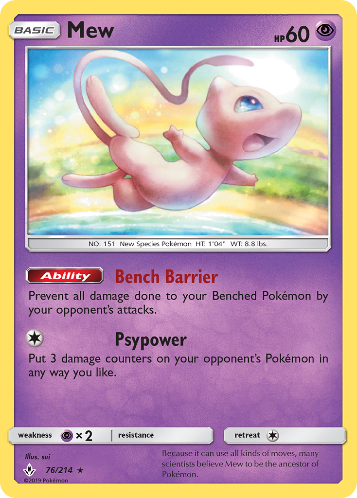 Mew (76/214) [Sun & Moon: Unbroken Bonds] | Arkham Games and Comics