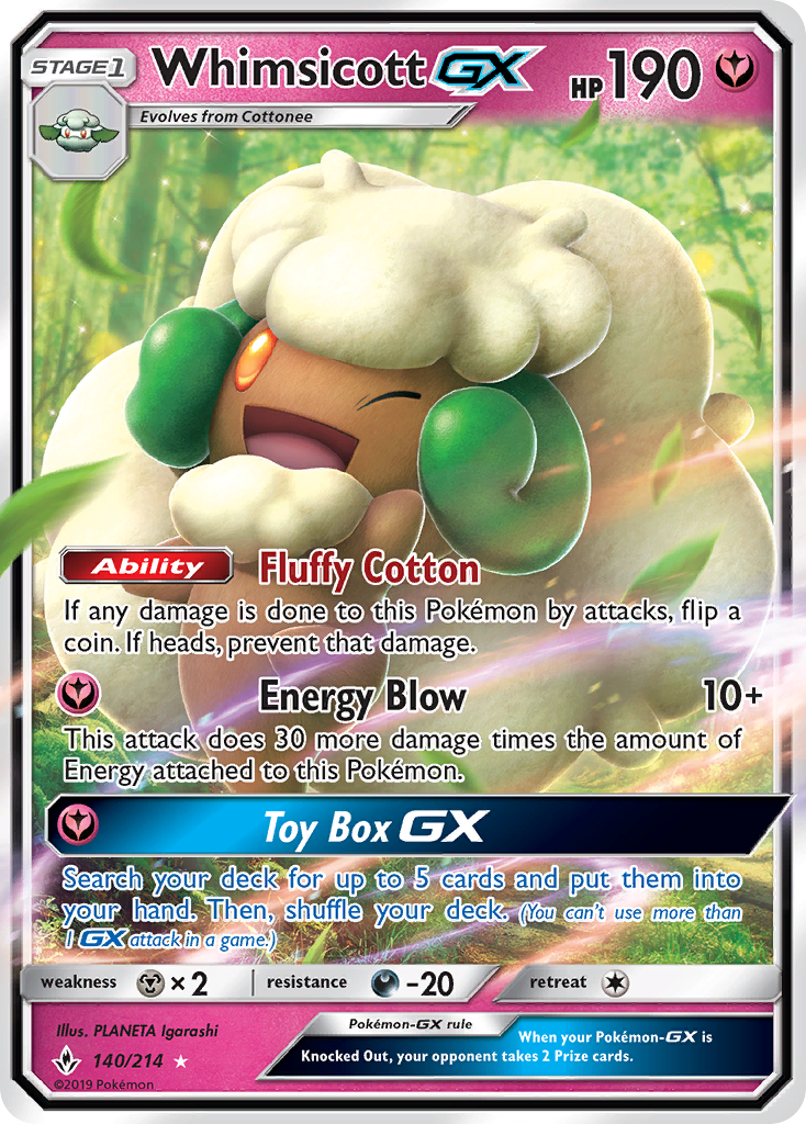 Whimsicott GX (140/214) [Sun & Moon: Unbroken Bonds] | Arkham Games and Comics