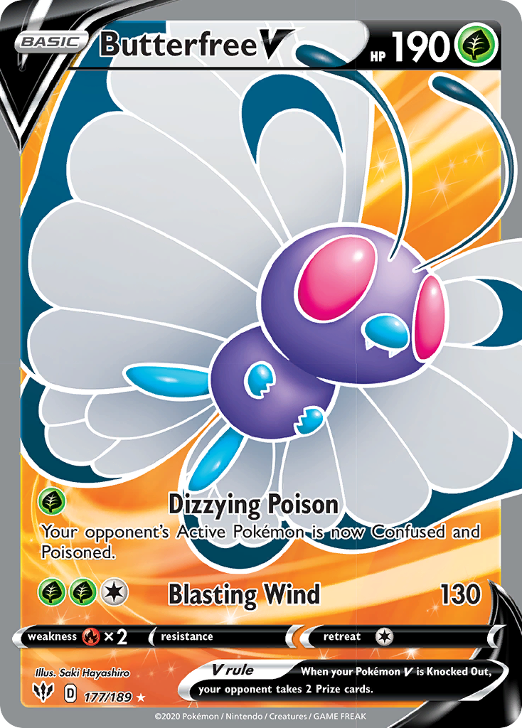 Butterfree V (177/189) [Sword & Shield: Darkness Ablaze] | Arkham Games and Comics