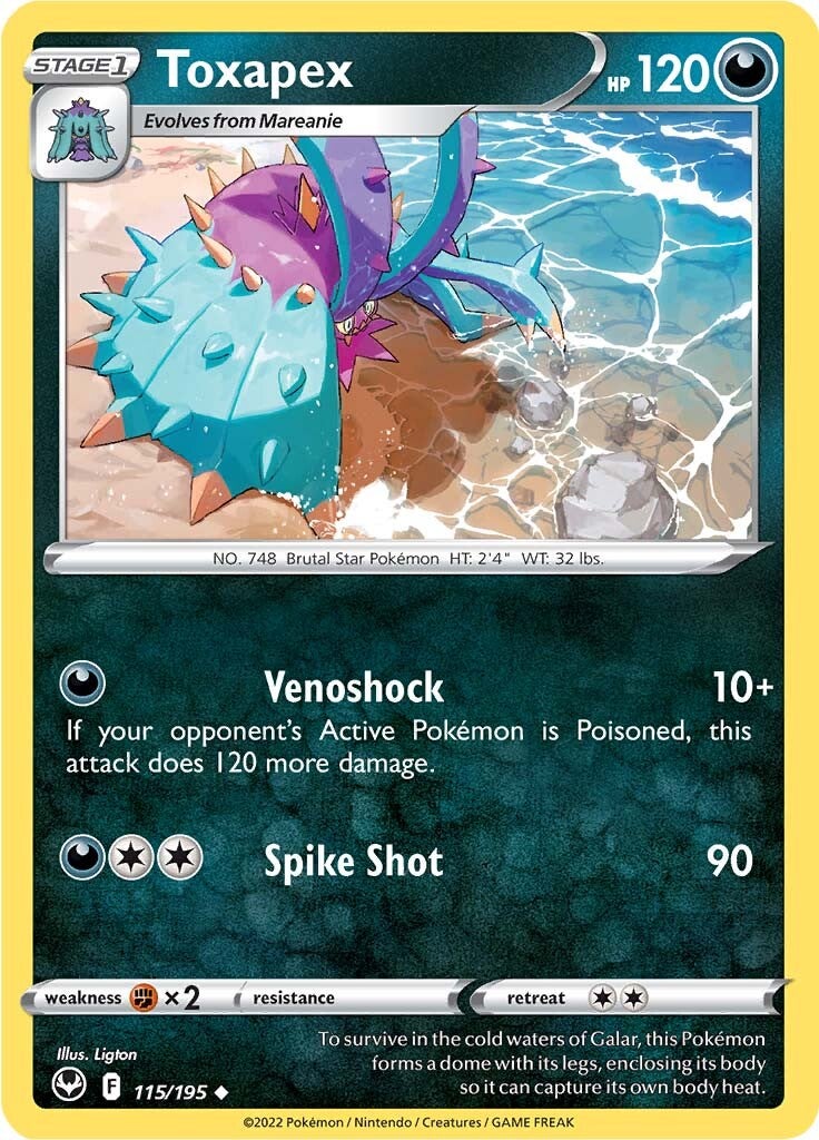 Toxapex (115/195) [Sword & Shield: Silver Tempest] | Arkham Games and Comics