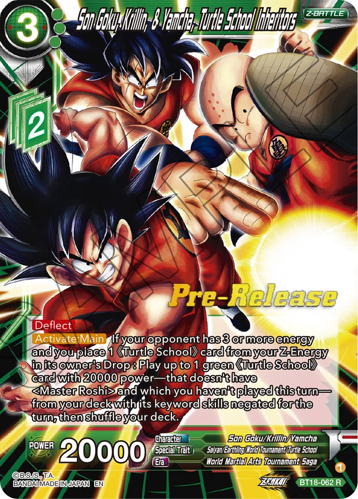 Son Goku, Krillin, & Yamcha, Turtle School Inheritors (BT18-062) [Dawn of the Z-Legends Prerelease Promos] | Arkham Games and Comics