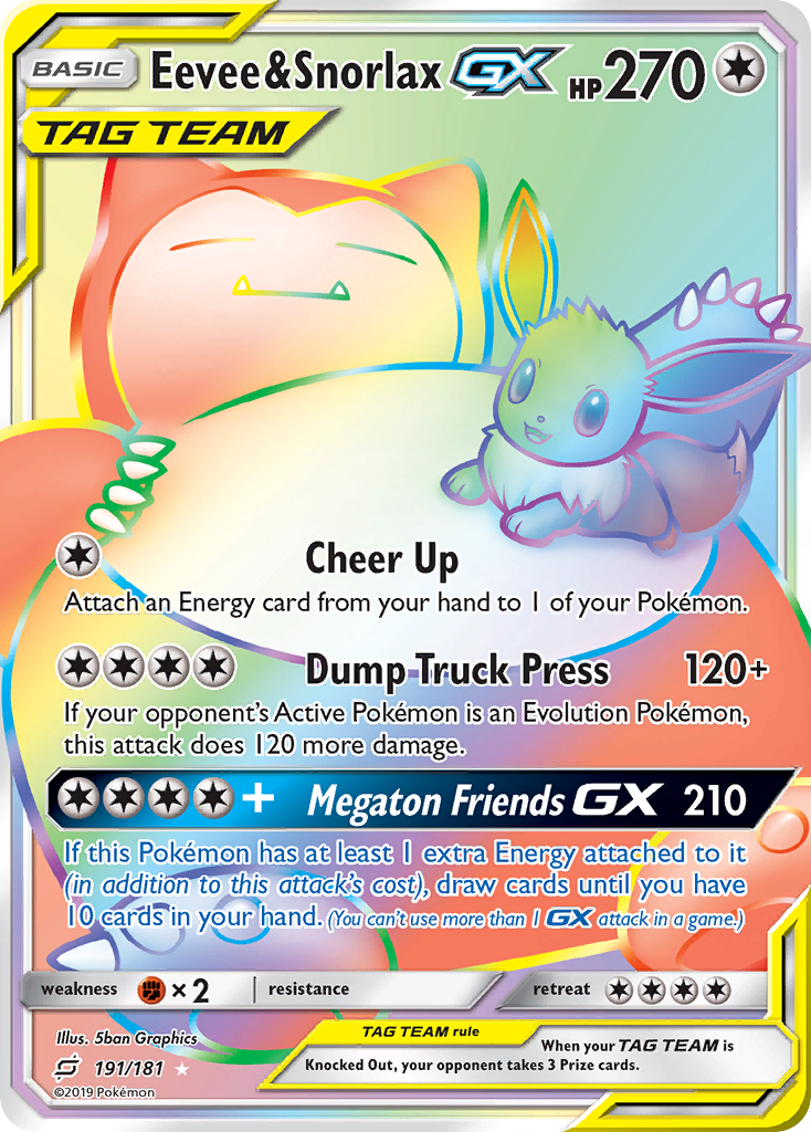 Eevee & Snorlax GX (191/181) [Sun & Moon: Team Up] | Arkham Games and Comics