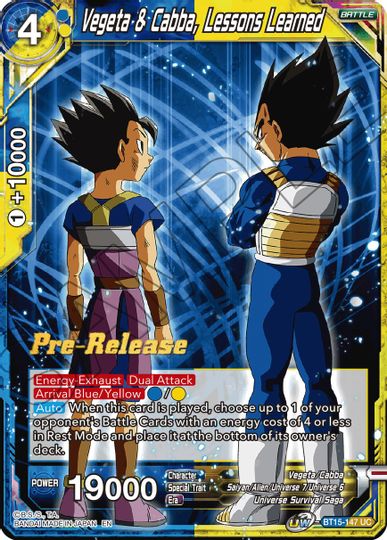 Vegeta & Cabba, Lessons Learned (BT15-147) [Saiyan Showdown Prerelease Promos] | Arkham Games and Comics