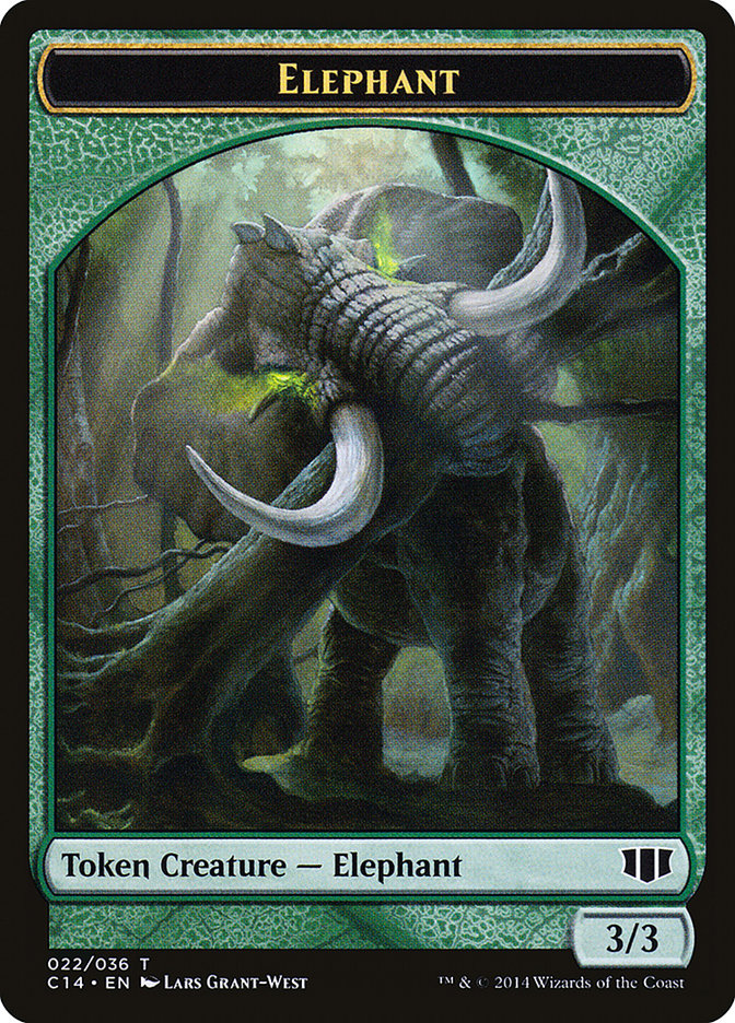 Elephant // Elf Warrior Double-sided Token [Commander 2014 Tokens] | Arkham Games and Comics