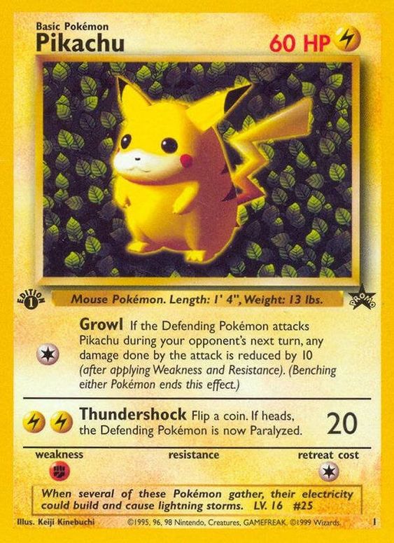 Pikachu (1) (1st Edition Misprint Promo) [Wizards of the Coast: Black Star Promos] | Arkham Games and Comics