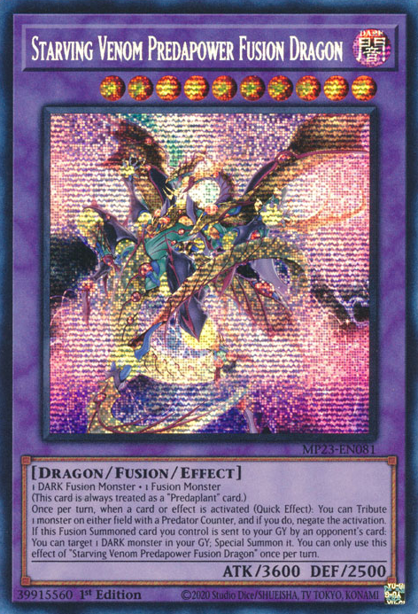 Starving Venom Predapower Fusion Dragon [MP23-EN081] Prismatic Secret Rare | Arkham Games and Comics