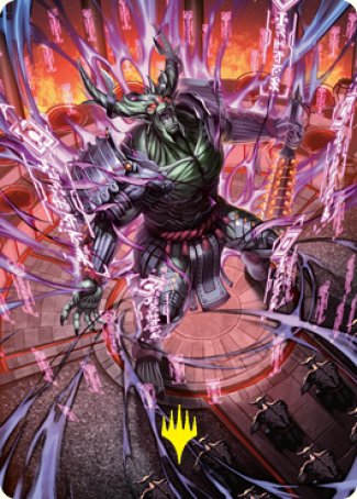 Hidetsugu, Devouring Chaos Art Card (Gold-Stamped Signature) [Kamigawa: Neon Dynasty Art Series] | Arkham Games and Comics