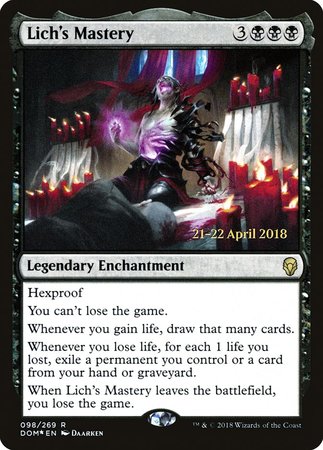 Lich's Mastery [Dominaria Promos] | Arkham Games and Comics