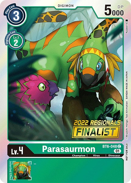 Parasaurmon [BT6-048] (2022 Championship Online Regional) (Online Finalist) [Double Diamond Promos] | Arkham Games and Comics