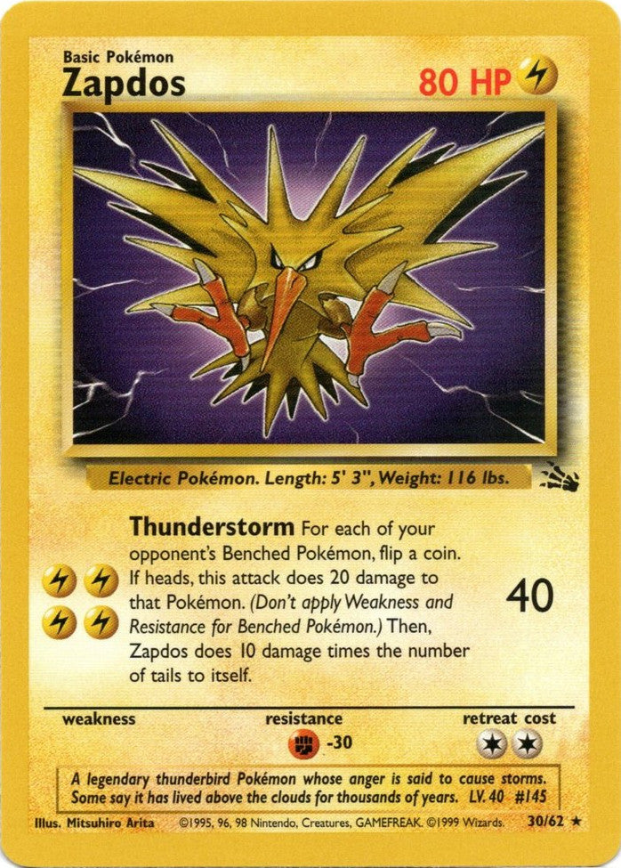 Zapdos (30/62) [Fossil Unlimited] | Arkham Games and Comics