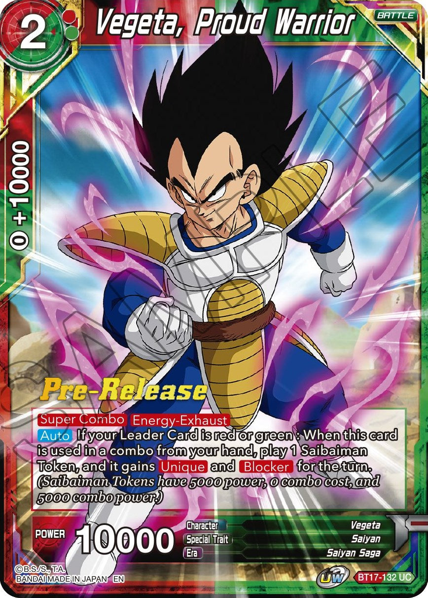 Vegeta, Proud Warrior (BT17-132) [Ultimate Squad Prerelease Promos] | Arkham Games and Comics