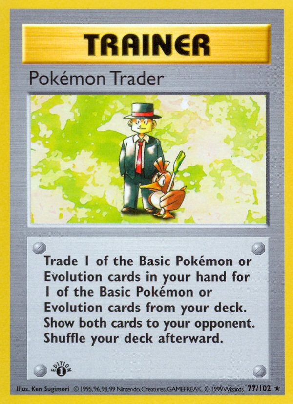 Pokemon Trader (77/102) (Shadowless) [Base Set 1st Edition] | Arkham Games and Comics