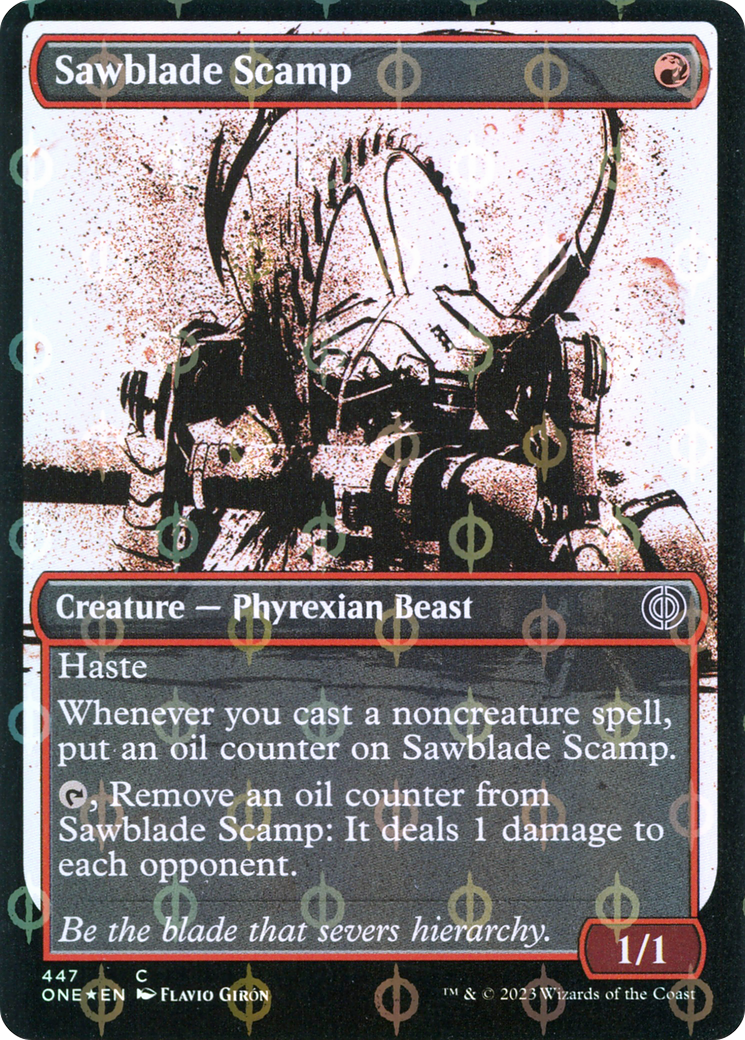 Sawblade Scamp (Showcase Ichor Step-and-Compleat Foil) [Phyrexia: All Will Be One] | Arkham Games and Comics