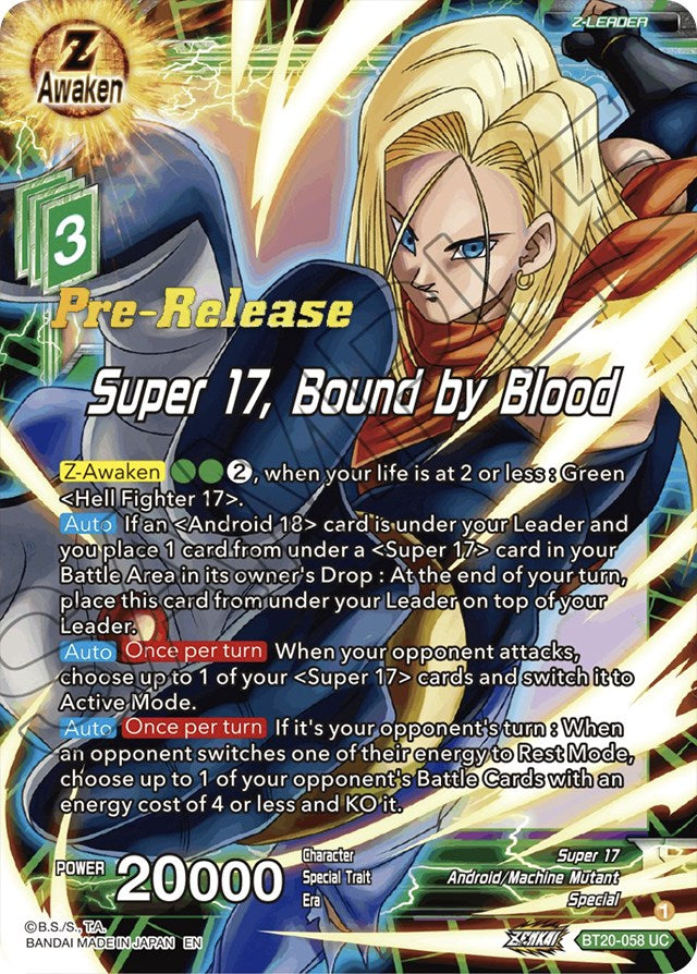 Super 17, Bound by Blood (BT20-058) [Power Absorbed Prerelease Promos] | Arkham Games and Comics