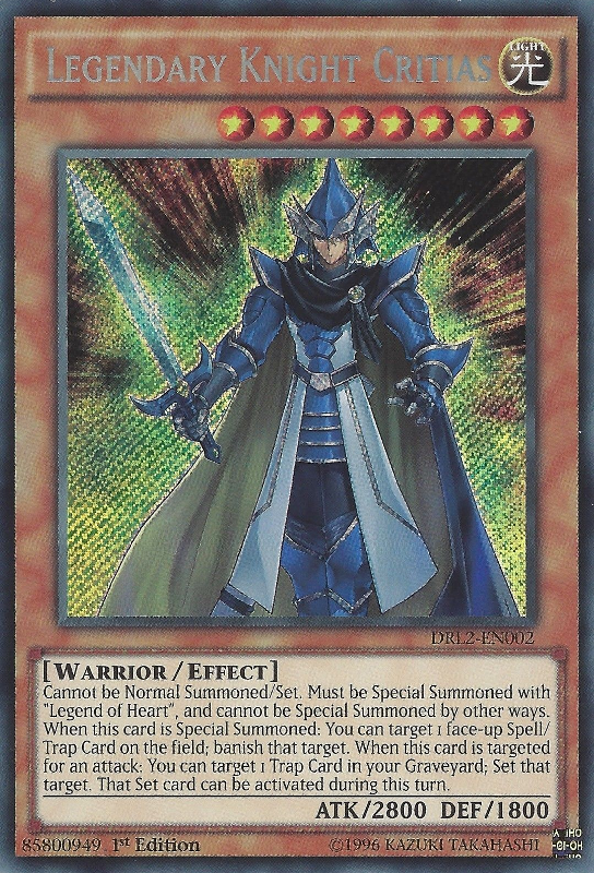 Legendary Knight Critias [DRL2-EN002] Secret Rare | Arkham Games and Comics