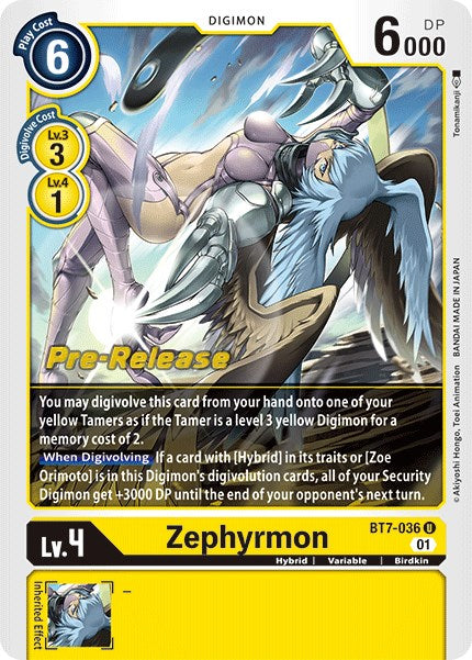 Zephyrmon [BT7-036] [Next Adventure Pre-Release Cards] | Arkham Games and Comics