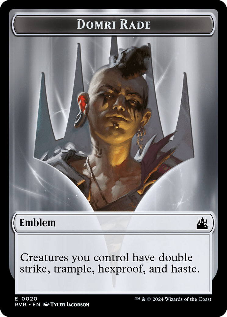 Spirit (0018) // Emblem - Domri Rade Double-Sided Token [Ravnica Remastered Tokens] | Arkham Games and Comics