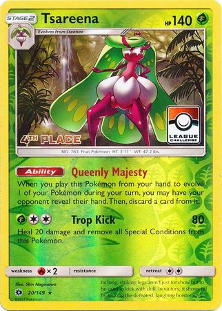 Tsareena (20/149) (League 4th Place) [Sun & Moon: Base Set] | Arkham Games and Comics